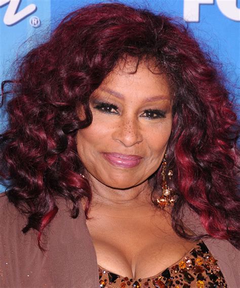 Chaka Khan Long Curly Casual Afro Hairstyle - Dark Plum Red Hair Color with Light Red Highlights