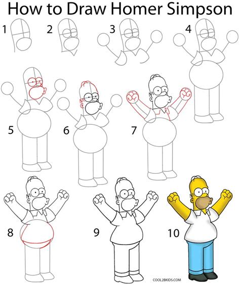 How to Draw Homer Simpson (Step by Step Pictures) | Cool2bKids