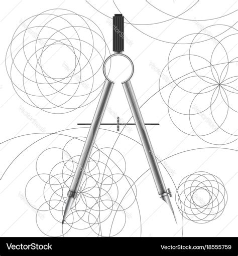 Drawing compasses and drawn circles Royalty Free Vector