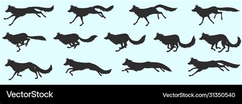 Wolf run cycle silhouette Royalty Free Vector Image