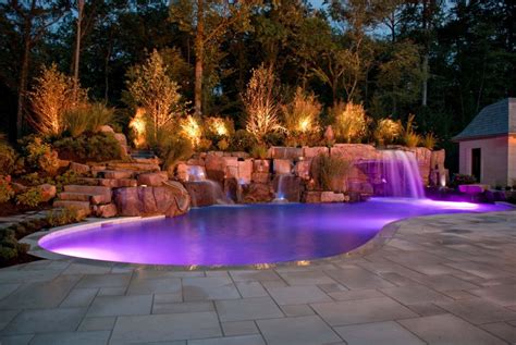 Rock Waterfalls For Inground Pools | Backyard Design Ideas