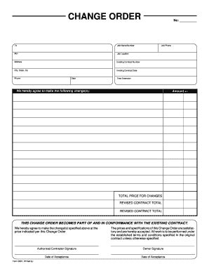 Change Order Templates - Fill Online, Printable, Fillable, Blank | pdfFiller