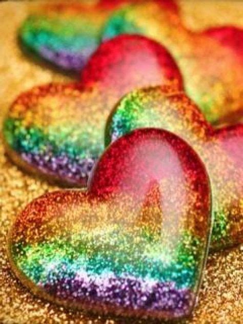 Rainbow Glitter Hearts, Repinned by Tiffany Says Hop Into My DeLorean (1) | Coração arco íris ...