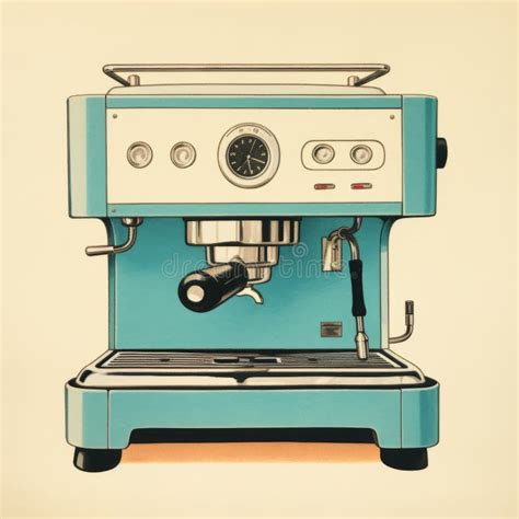 Sophisticated Blue Espresso Machine Illustration with Retro Typographic ...