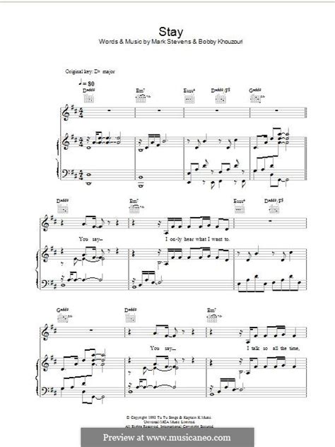 Stay (Lisa Loeb) by M. Stevens, B. Khouzouri - sheet music on MusicaNeo