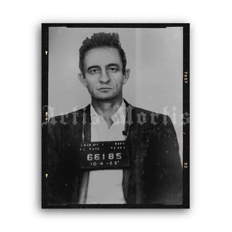 Printable Johnny Cash mugshot, 1965 arrest photo poster