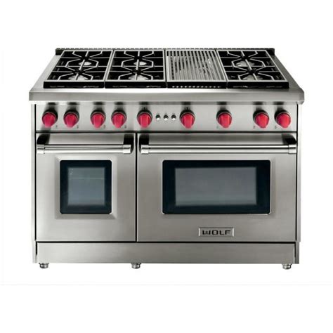 Wolf GR486C 48 Inch Pro-Style Range with 6 Burners,Grill, Double Ovens ...