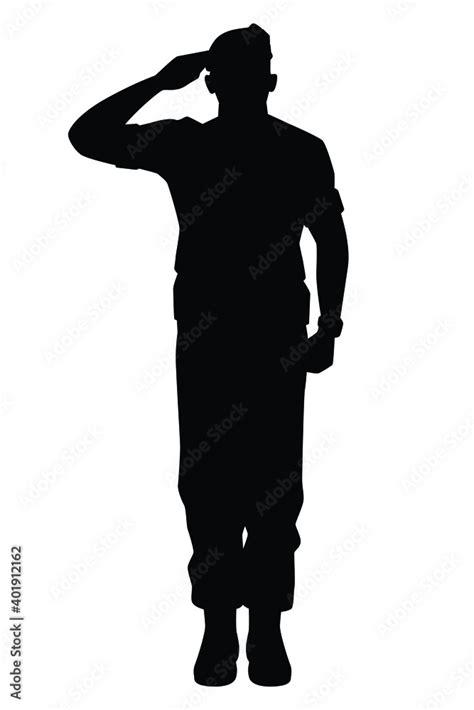 Saluting soldier silhouette vector, military man concept. Stock Vector | Adobe Stock