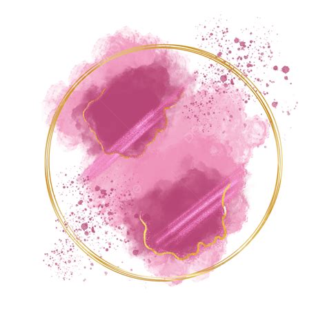 Elegant Pink Watercolor Golden Shining Circle Frame, Pink, Watercolor ...