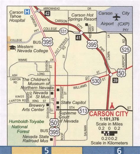 Carson NV road map, highway Carson city Nevada and surrounding area