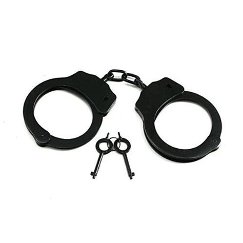 Professional Double Lock Black Steel Police Handcuffs w/ Keys Authentic ...