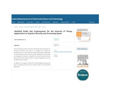 (PDF) Modified Public Key Cryptosystem for the Internet of Things Applications to Improve ...