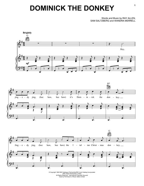 Lou Monte "Dominick, The Donkey" Sheet Music Notes | Download Printable ...