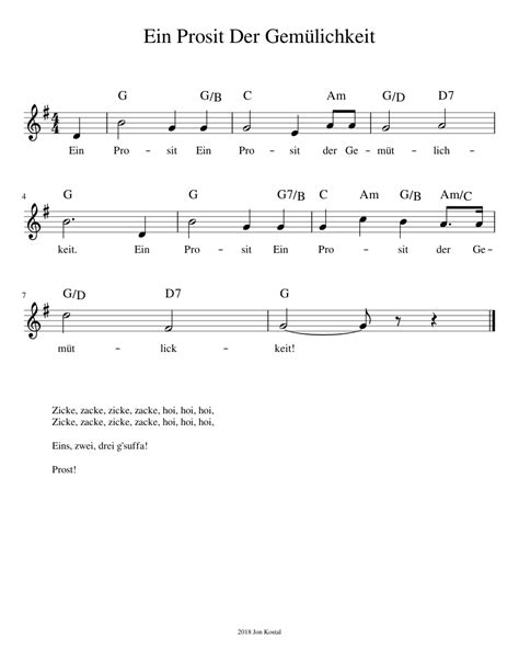 Ein Prosit Sheet music for Piano (Solo) | Musescore.com