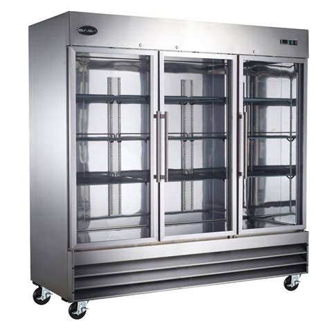 Heavy Duty Commercial 72 cu ft Stainless Steel Glass Door Reach-In Refrigerator (3 Door ...