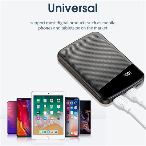 Mini Power Bank 10000mAh Dual USB Ports External Battery Fast charger ...