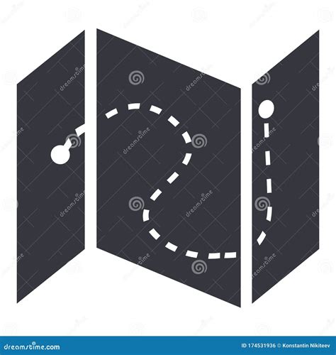 Vector Single Black Icon - Folded Paper Map Stock Vector - Illustration ...