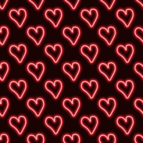 Neon hearts pattern. Valentine's day pattern. Red hearts on dark background 5552727 Vector Art ...