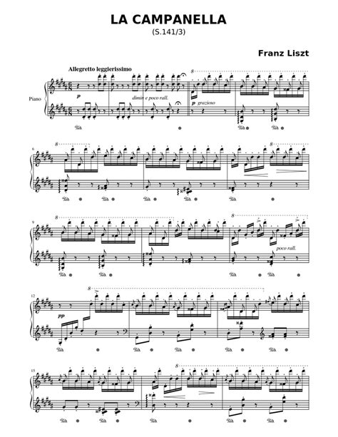 LA CAMPANELLA (S.141/3) – Franz Liszt Sheet music for Piano (Solo) | Musescore.com