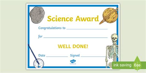 Science Award Certificate (teacher made) - Twinkl