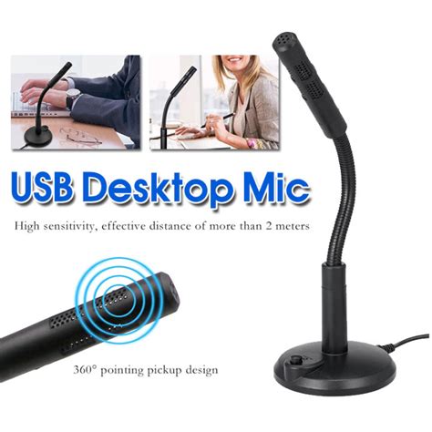 3.5mm/USB Microphone with Noise Cancellation Adjustable Wired Condenser External Microphones ...