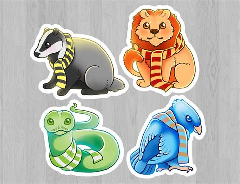 Hogwarts Mascot Stickers - Harry Potter - slytherin // hufflepuff ...