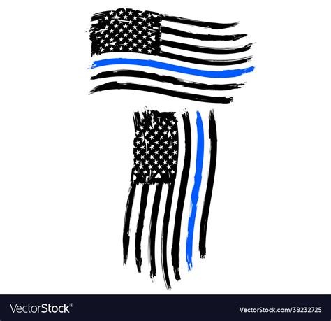 Thin blue line us flag police Royalty Free Vector Image