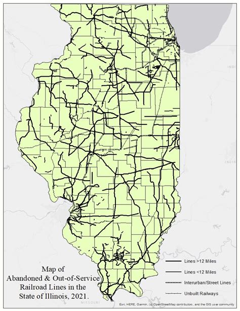 A Map of Abandoned Railroad Lines in the State of Illinois