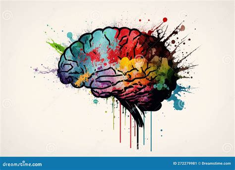 Human Brain in Abstract Art Minimalistic Style Stock Illustration ...