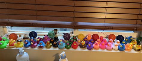 My rubber duck collection so far! Most of them are from a claw machine ...