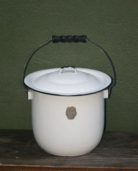 Vintage White Enamel Chamber Pot with Lid by TheOldGreenGarage on Etsy ...