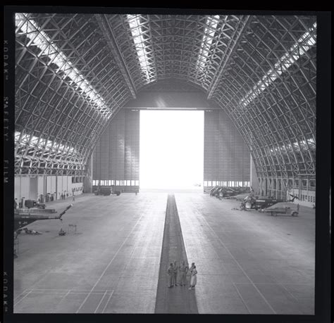 Huge wooden blimp hangar built during WWII entirely of wood (to conserve strategic metal) and ...