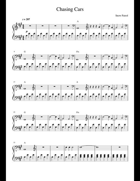 Chasing Cars sheet music for Piano download free in PDF or MIDI