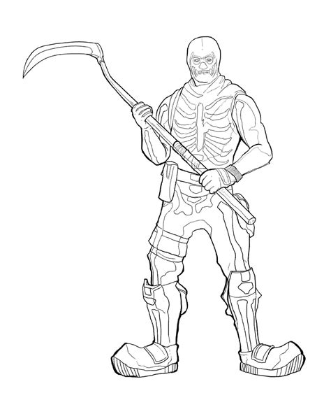 Skull Trooper has a Rare Harvesting Tool in Fortnite Coloring Page - Free Printable Coloring Pages