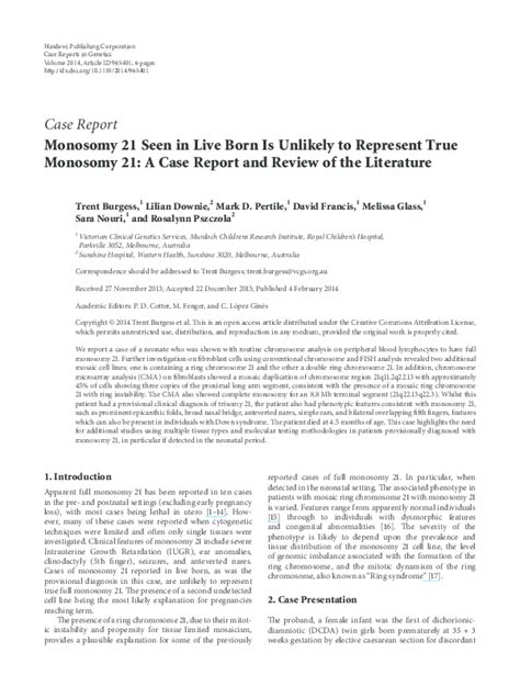 (PDF) Monosomy 21 Seen in Live Born Is Unlikely to Represent True ...