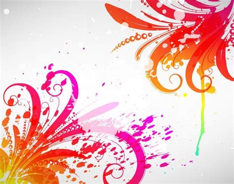 an abstract background with colorful paint splatters and swirls on the side,