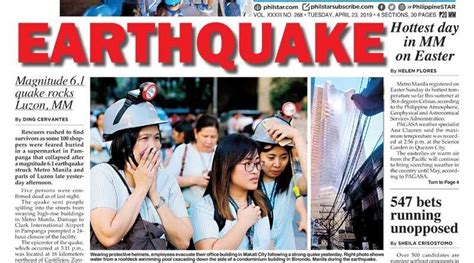 HEADLINES : MANILA – Earthquake : Magnitude 6.1 quake rocks Luzon, MM ...