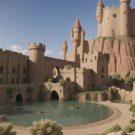 Anime, medieval castle, failure, desert oasis, invisibility cloak, flying, HD, 4K, AI Generated ...