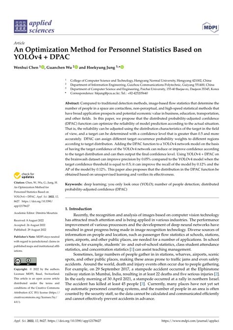 (PDF) An Optimization Method for Personnel Statistics Based on YOLOv4 + DPAC