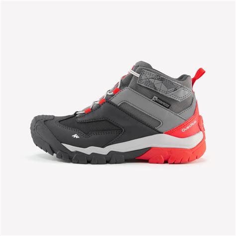 Kid's Waterproof Lace-up Hiking shoes CROSSROCK MID Grey jr size 10-2 - Decathlon