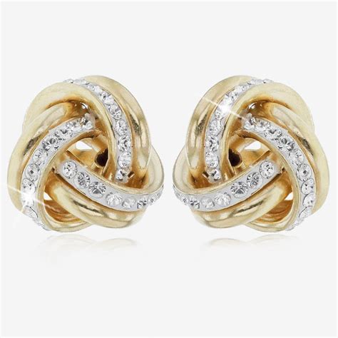 9ct Gold And Silver Bonded Knot Stud Earrings