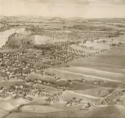 Anson and Madison, Maine in 1895 - Bird's Eye View Map, Aerial, Panorama, Vintage, Antique, Wall ...