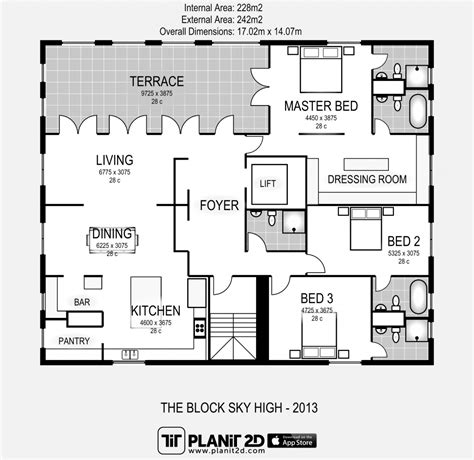 The Block Sky High Apartment floor plan. - ELEMENTS AT HOME