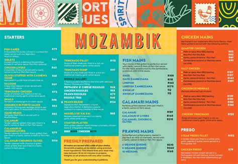 Mozambik Gateway menù, Umhlanga Rocks - Main Menu | Sluurpy