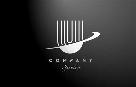 black white U alphabet letter logo icon design with swoosh. Creative line template for company ...