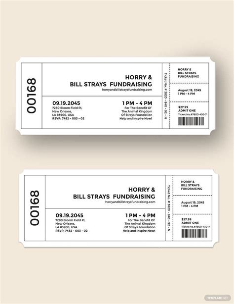 Numbered Fundraiser Ticket Template in Pages, Illustrator, PSD, Word ...