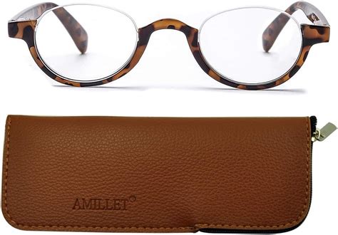 AMILLET Half Moon Reading Glasses,Half Frame Readers with Spring Hinge for Women Men,Half Moon ...