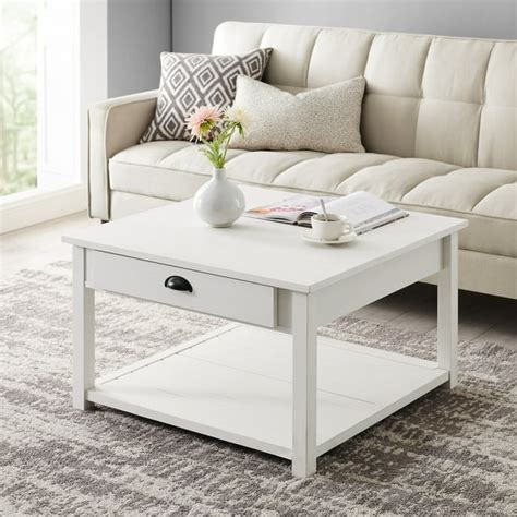 Manor Park 30 inch Square Country Coffee Table, Brushed White - Walmart ...