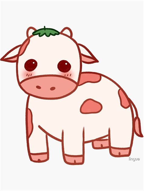 "strawberry cow" Sticker for Sale by Lauren G | Cow drawing, Cute cartoon drawings, Cute bear ...