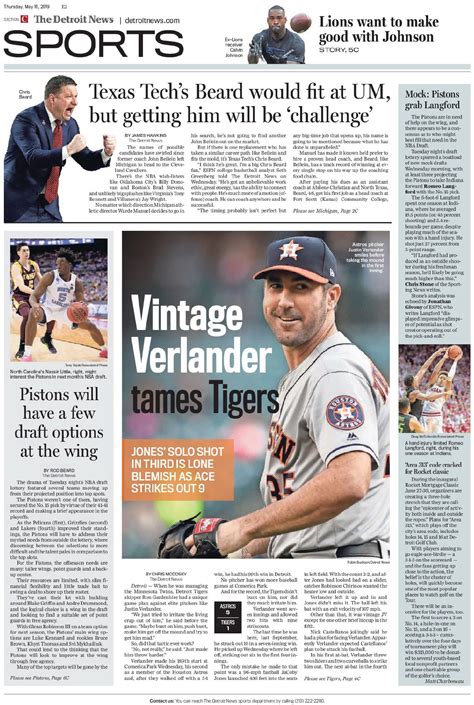 View the daily Detroit News sports front pages (Updated: May 16)